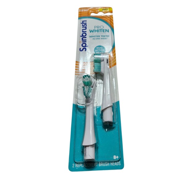 Spinbrush Pro Whiten Replacement Brush Heads Dual Action 2 Count Seal Broken - Picture 1 of 2